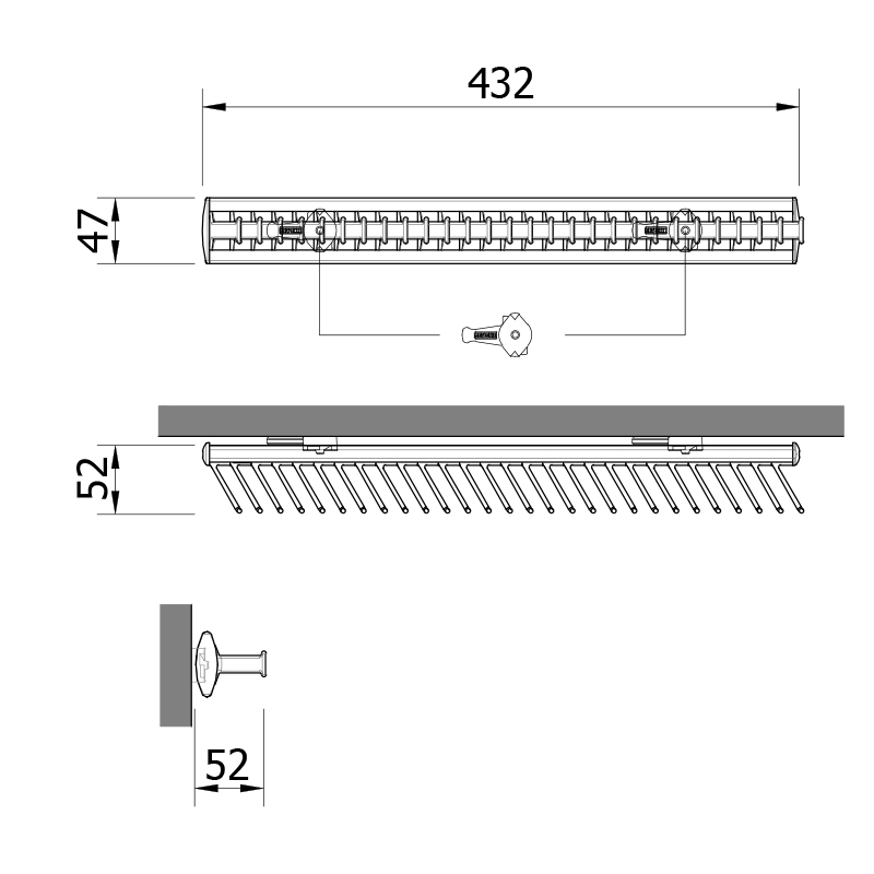 Portacravatte fisso - 28 ganci - nero-alluminio satinato 5